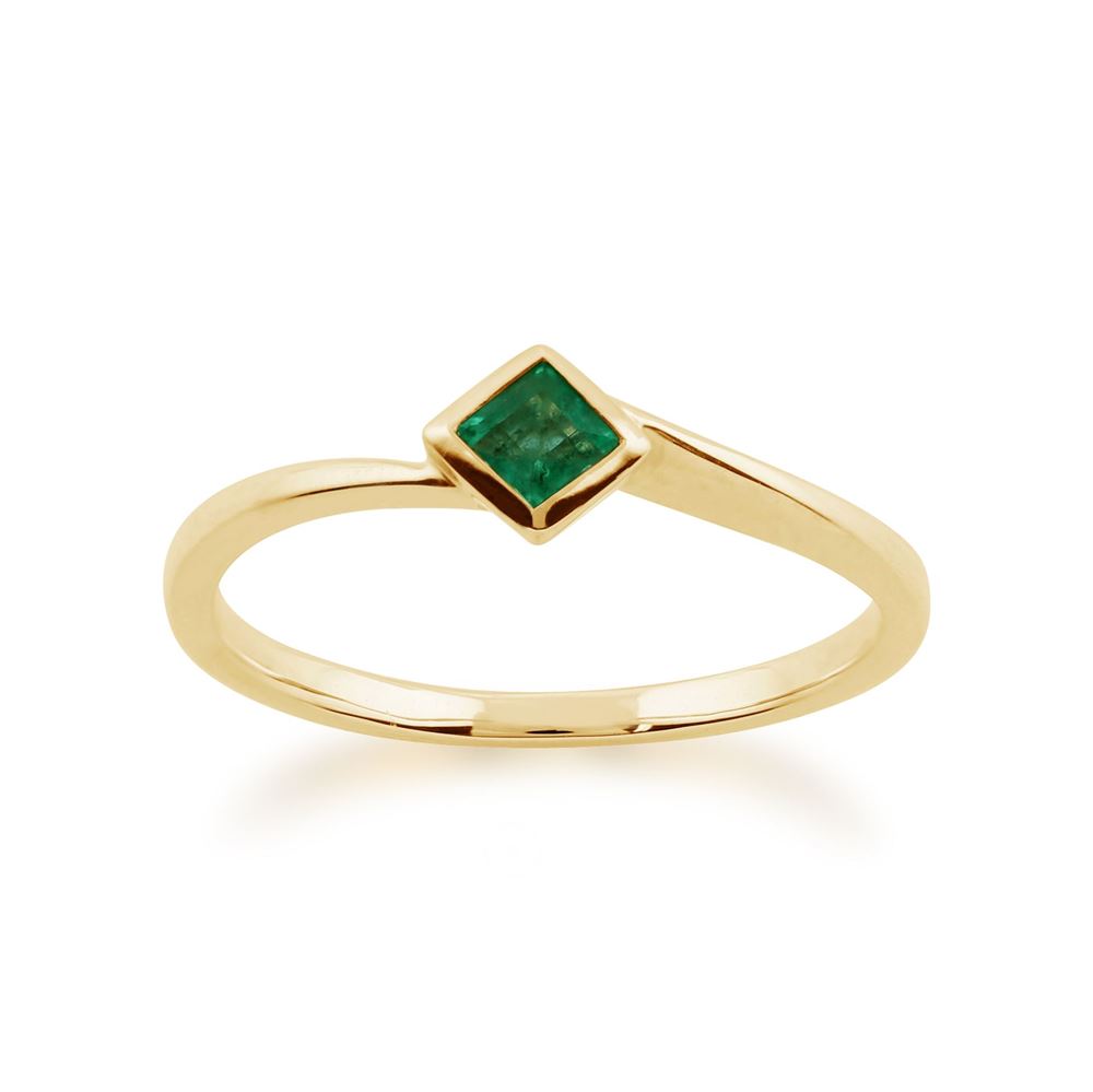9ct Yellow Gold 0.16ct Emerald Square Ring