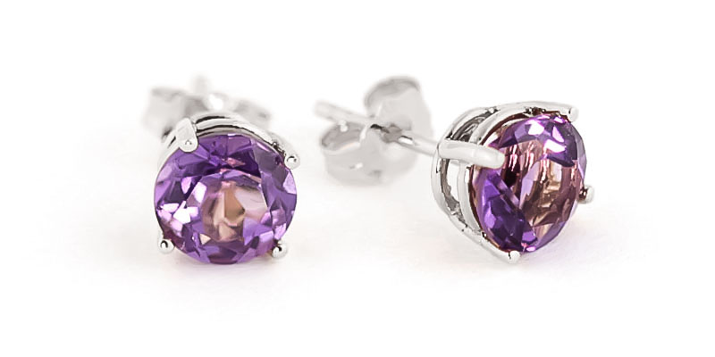 Amethyst Stud Earrings 3.1ctw in 9ct White Gold