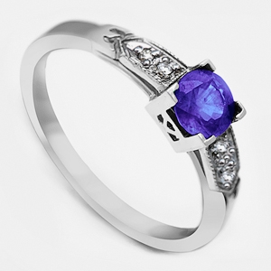 PCK/007e - white gold with tanzanitams and zircons ring